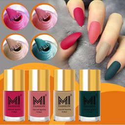MI FASHION Women Pack of 4 Nail Polish Maroon, Dusky Rose, Dark Sand, Timber Green, 160gm-22