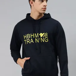 Hubberholme Men Navy Blue Printed Hooded Sweatshirt-image-16