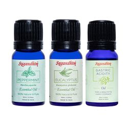Sugandhim Blue Set Of 3 Gastric Acidity, Peppermint, Eucalyptus Essential Oil - 30ml-10