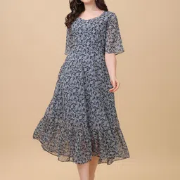 VIVARAA FASHION Women Floral Printed Flared Sleeves Fit & Flare Midi Dress-image-59