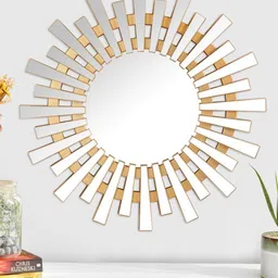 Home Centre Gold-Toned Reflection Solid Glass Mirror-48
