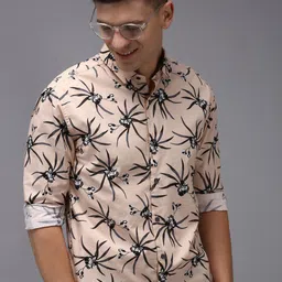 SHOWOFF Men Peach-Coloured Comfort Floral Printed Cotton Casual Shirt-11