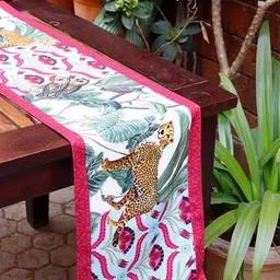 ZEBA Green & Blue Printed 6 Seater Table Runner-22