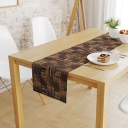 S9home by Seasons Coffee Brown Geometric 6 Seater Table Runner-29