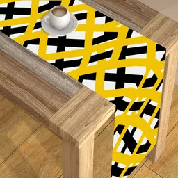 AEROHAVEN Black & Yellow Digital Printed 4-Seater Table Runner-58