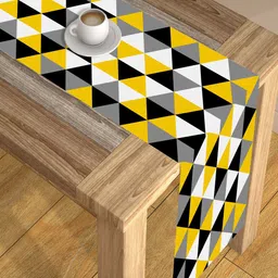 AEROHAVEN Black & Yellow Digital Printed 4-Seater Table Runner-9