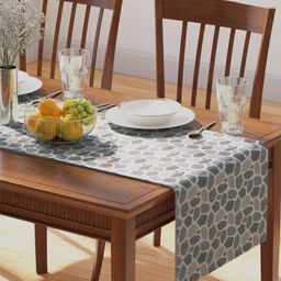 PETAL HOME Grey Mosaic Pure Cotton Table Runners-38