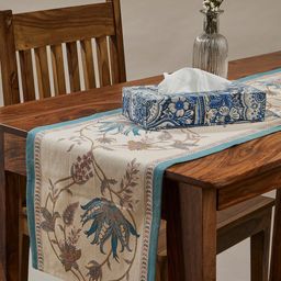 Fabindia Idika Blue & Cream-Colored Printed Pure Cotton Table Runner-27