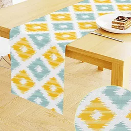 STITCHNEST Yellow & Blue Printed Table Runner-39