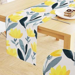 STITCHNEST Yellow & Grey Printed Table Runner-image-54