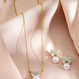 Rubans 18K Gold-Plated Crystal-Studded & Pearls-Beaded Jewellery Set-6