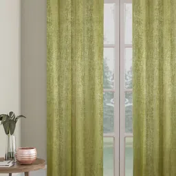 SOKNACK Olive Green Self Design Black Out Door Curtain-3