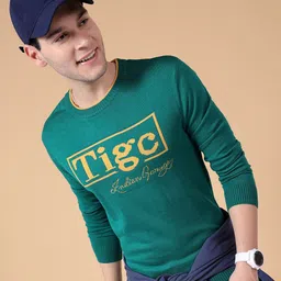 The Indian Garage Co Typography Printed Long Sleeves Acrylic Pullover Sweater-image-93