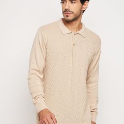 Club York Chevron Self Design Spread Collar Cotton Pullover-image-70