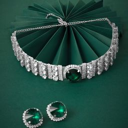AMI Silver-Plated Austrian Diamonds Studded Jewellery Set-28