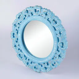 VAS collection home Blue Round Shape Wall Decor Mirror-40