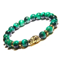Young & Forever Unisex Green & Gold-Toned Brass Tigers Eye Handcrafted Brass-Plated Bracelet-picture-18