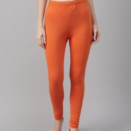 Biba Women Orange Solid Churidar Length Leggings-picture-30