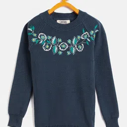 Cantabil Girl Floral Embroidered Pullover Cotton Sweater-picture-47