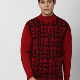Peter England Casuals Men Red & Black Cotton Pullover-picture-2