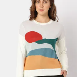 Vero Moda Women Graphic Printed Cotton Pullover-image-4