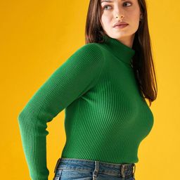 98 Degree North Ribbed Turtle Neck Cotton Pullover-image-86