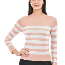 Numero Uno Striped Round Neck Pure Acrylic Pullover-18