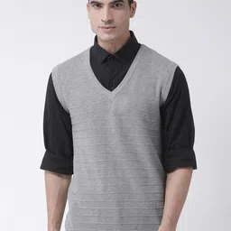Club York Men Grey Self Design Sweater Vest-image-23