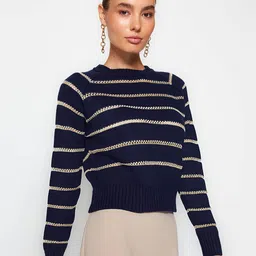 Trendyol Striped Round Neck Pullover-24