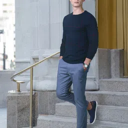 INVICTUS Men Navy Blue & Maroon Self Checked Pullover-image-51