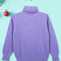 Baby Moo Unisex Kids Purple Cotton Ribbed Pullover-43
