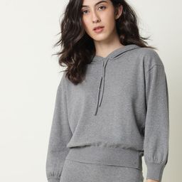 RAREISM Women Grey Hooded Pullover-image-48