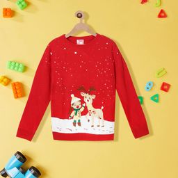 Nauti Nati Girls Conversational Self Design Pure Acrylic Pullover-image-32