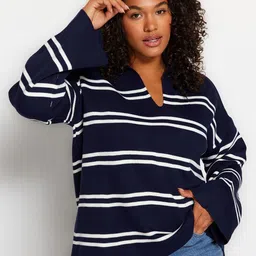 Trendyol Striped V-Neck Pullover-picture-13