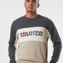 STARTER Men Colourblocked Pure Cotton Pullover Sweater-picture-57