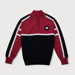 Gini and Jony Boys Maroon & Black Colourblocked Pullover-image-36