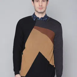 Antony Morato Men Brown & Black Colourblocked Pullover-picture-5