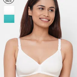 Inner Sense Off-White & Turquoise Blue Solid Non-Wired Non Padded Maternity Sustainable Bra Pack of 3-picture-19