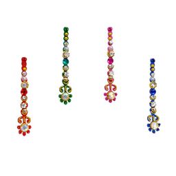 Comet Busters 4 Pcs Multicoloured Floral Shape Stone Studded Bindi image 1