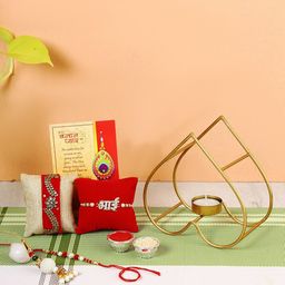CraftVatika Set of 4 Rakhi with Tealight Candle Holder-image-51