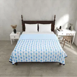 BED-SHEET.COM Blue Ethnic Motifs Pure Cotton 150 GSM Double Bed Dohar & 2 Pillow Covers-image-71