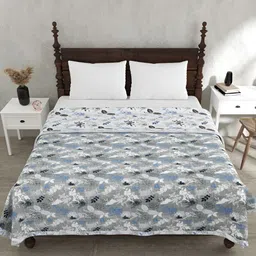 JAIPUR FABRIC Finest Picks Blue & White Floral 150 GSM Cotton Reversible Double Bed Dohar-image-88