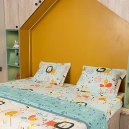 URBAN SPACE Off White & Blue Printed AC Room 150 GSM Microfibre Single Bed Dohar-picture-40