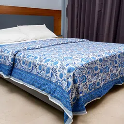 inizio Blue Floral AC Room 200 GSM Double Bed Dohar-image-20