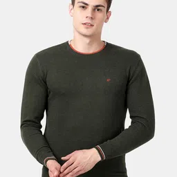 t-base Men Olive Green Cotton Pullover Sweater-image-76