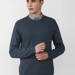 Van Heusen Men Navy Blue Cotton Pullover-image-118