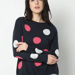 Vero Moda Geometric Self Design Acrylic Pullover Sweater-12