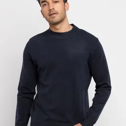 Status Quo Men Navy Blue Round Neck Long Sleeves Wool Pullover-picture-32
