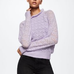 MANGO Women Lavender Open Knit Sustainable Pullover-picture-36