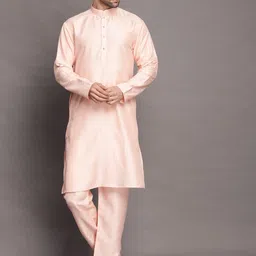 Utsav Fashion Mandarin Collar Straight Kurta with Pyjamas-image-62